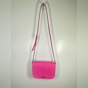 Kate Spade bright pink cross body bag with light gold hardware